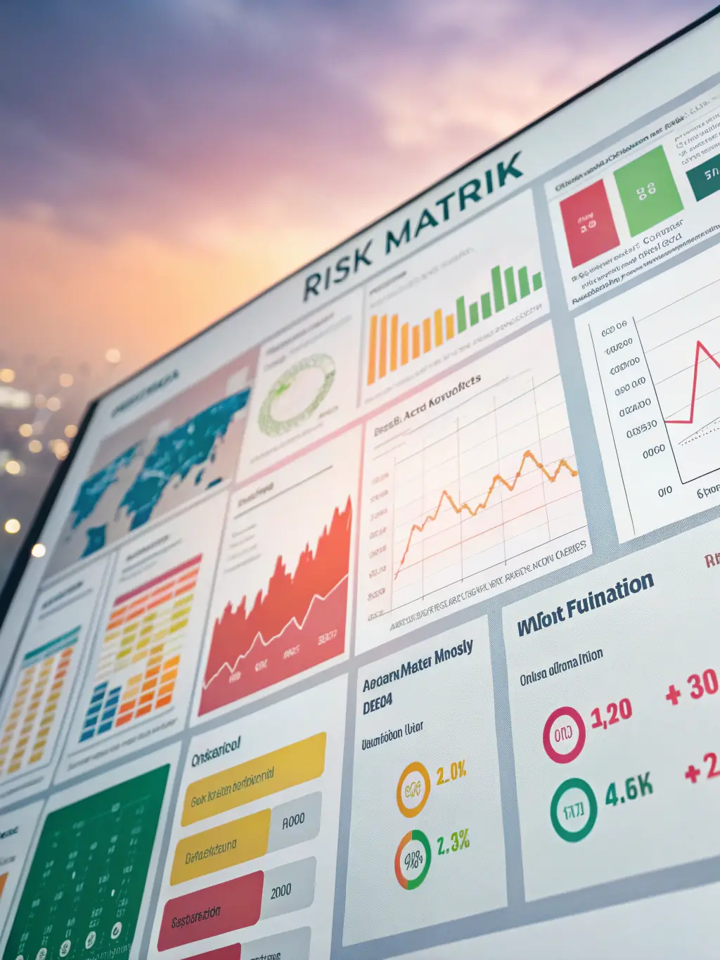 A visual representation of a risk matrix, highlighting potential cybersecurity threats and their impact on a business's operations.
